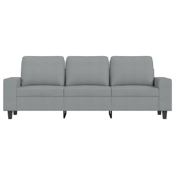vidaXL 3-personers sofa med fodskammel 180 cm stof Lysegr&aring;
