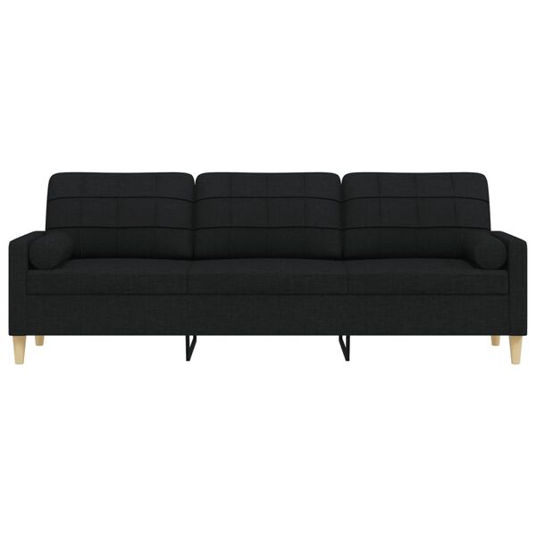 vidaXL 3-personers sofa med pyntepuder 210 cm stof sort