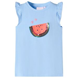 T-shirt til b&oslash;rn str. 128 med fl&aelig;ser lysebl&aring;