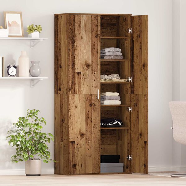 vidaXL Højskab Gammelt træ 80 x 35 x 180 cm Konstrueret træ