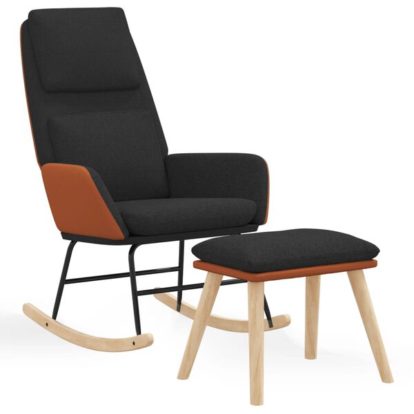 vidaXL gyngestol med fodskammel stof sort