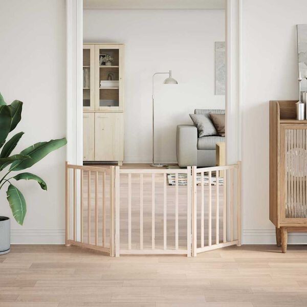 vidaXL hundel&aring;ge 3 paneler 150 cm foldbar massivt gran