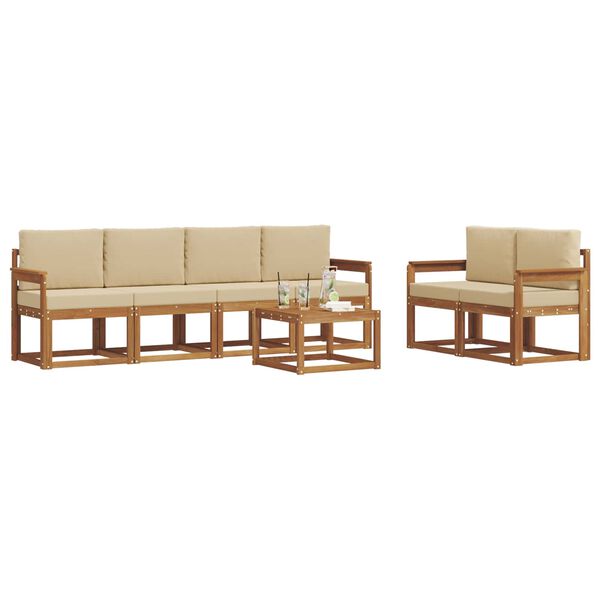 vidaXL Udend&oslash;rs sofagruppe 7 pcs Naturlig og Beige Massivt Akacietr&aelig;