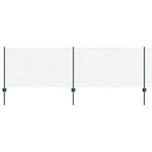 vidaXL K&aelig;de-link hegn med stolpe 10 x 0,8 m PVC-belagt st&aring;l Gr&oslash;n Mesh