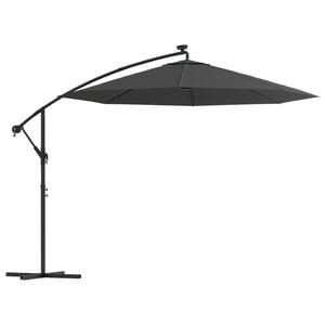vidaXL h&aelig;ngeparasol med LED-lys og st&aring;lstang 300 cm antracitgr&aring;
