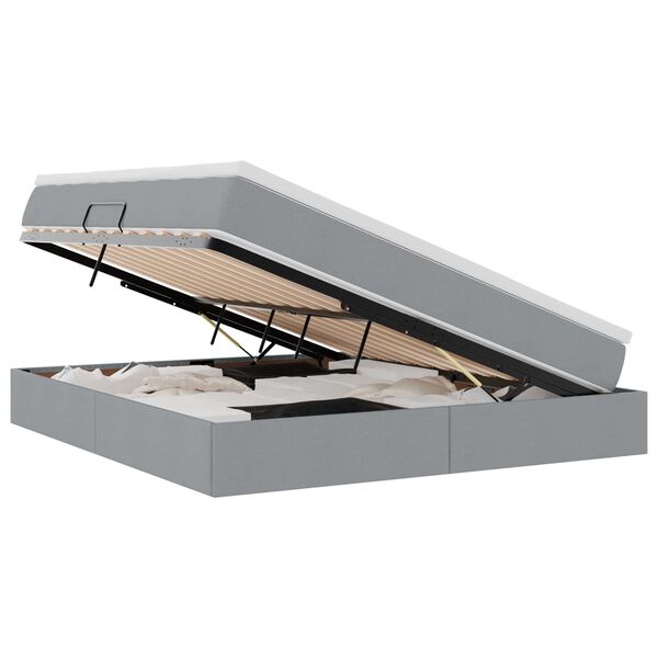 vidaXL Seng med opbevaring og madras Lysegr&aring; 180 x 200 cm Polyester