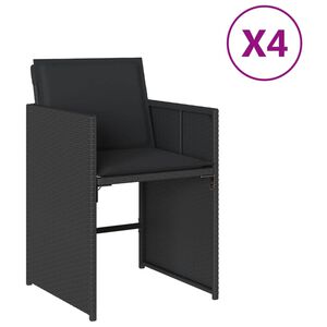 vidaXL havestole med hynder 4 stk. polyrattan sort