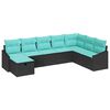 vidaXL Havesofa S&aelig;t med pude 8 pcs Sort Poly rattan
