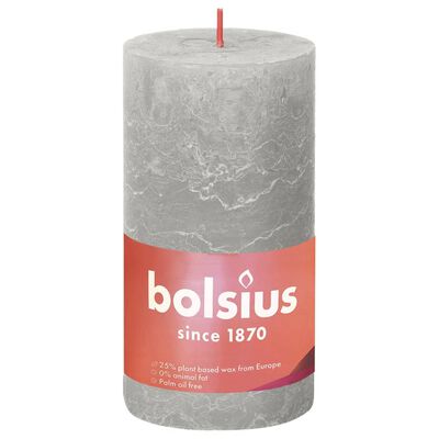 Bolsius rustikke søjlestearinlys Shine 4 stk. 130x68 mm lysegrå