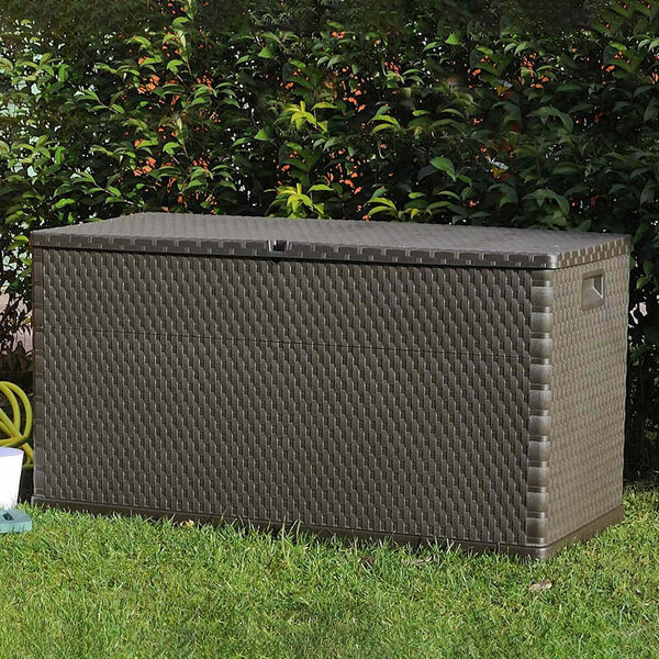 vidaXL udendørs opbevaringkasse 120x56x63 cm polyrattan brun