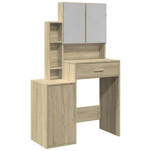 vidaXL makeupbord med skab 80x35x132 cm sonoma-eg