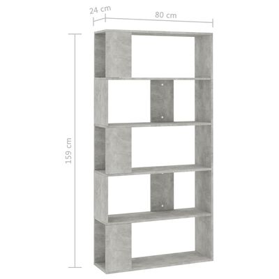 vidaXL bogreol/rumdeler 80x24x159 cm konstrueret træ betongrå