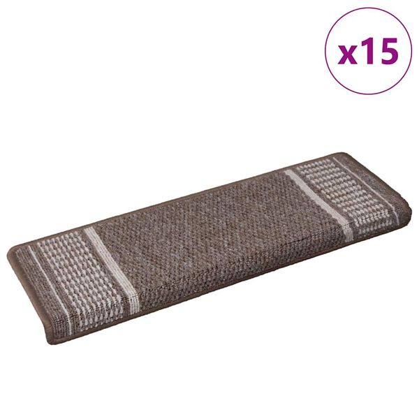 vidaXL Selvkl&aelig;bende Trappem&aring;tter 15 pcs Brun 65 x 21 x 4 cm