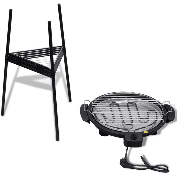 vidaXL elektrisk havegrill p&aring; stativ rund