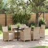 vidaXL Have Spisebordssæt 7 pcs Beige polyrattan