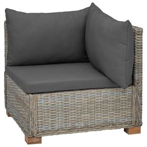 vidaXL Hj&oslash;rnesofa med puder GENDT Naturlig rattan Kubu Gr&aring;