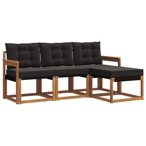 vidaXL Udend&oslash;rs sofagruppe med pude 4 pcs Naturlig og sort