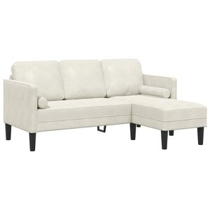 vidaXL Sofa S&aelig;t med pude Creme Polyester