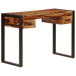 vidaXL skrivebord med 2 skuffer 110 x 50 x 77 cm massivt akacietr&aelig;