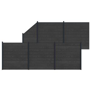 vidaXL Hegnss&aelig;t 6 pcs 965 x 186 cm WPC og Aluminium Sort
