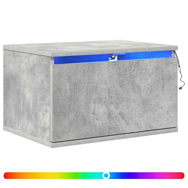 vidaXL v&aelig;gh&aelig;ngte sengeborde 2 stk. med LED-lys betongr&aring;