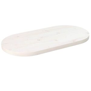 vidaXL bordplade 60x30x2,5 cm oval massivt fyrretr&aelig; hvid