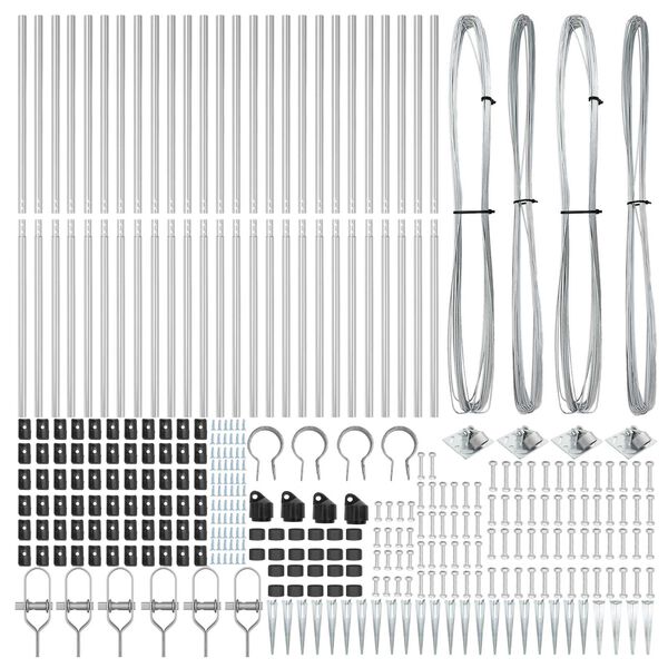 vidaXL Hegnspæl Andet 26 pcs Grå 3,2 x 3,2 x 140 cm Stål