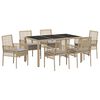 vidaXL Have Spisebordss&aelig;t 7 stk. Beige polyrattan