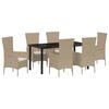 vidaXL Have Spisebordss&aelig;t 7 stk. Beige polyrattan