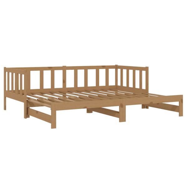 vidaXL daybed med udtr&aelig;k 2x(90x200) cm massivt fyrretr&aelig; gyldenbrun