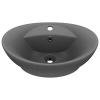 vidaXL luksuriøs håndvask overløb 58,5x39 cm keramik oval mat mørkegrå