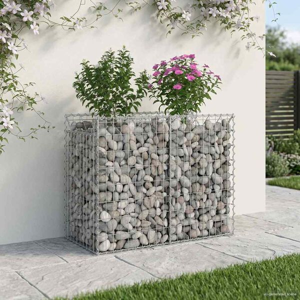 vidaXL Gabion h&oslash;jbed S&oslash;lv 100 x 50 x 80 cm Galvaniseret st&aring;l