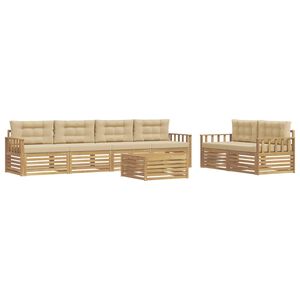vidaXL Udend&oslash;rs sofagruppe 7 stk. 6-personers Hvid og Beige Polyester