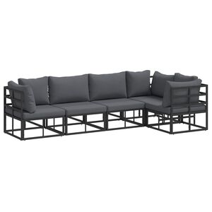 vidaXL Havesofa S&aelig;t med pude 5 pcs Sort Aluminium