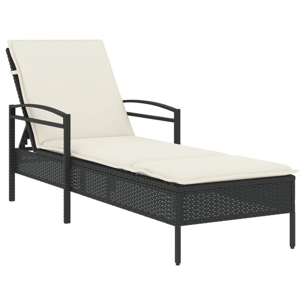 vidaXL liggestol med hynde 63x200x81 cm polyrattan sort