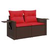 vidaXL havesofa med hynder 2-personers brun polyrattan