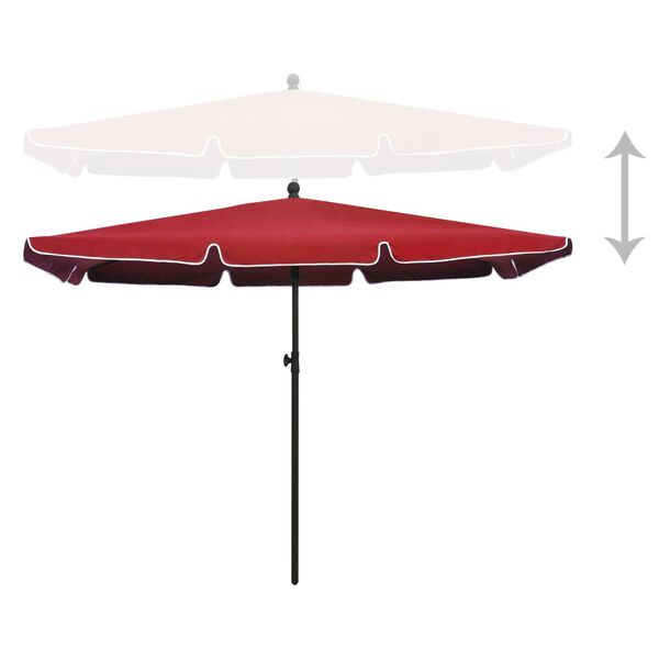 vidaXL parasol med stang 210x140 cm bordeauxfarvet