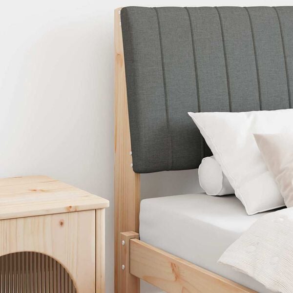 vidaXL Polstret sengegavl M&oslash;rkegr&aring; 80 cm Massiv fyrretr&aelig;