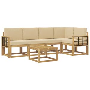 vidaXL Udend&oslash;rs sofagruppe 6 stk. Hvid og Beige Massivt Akacietr&aelig;