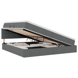 vidaXL Seng med opbevaring og LED med LED M&oslash;rkegr&aring; 200 x 200 cm Stof