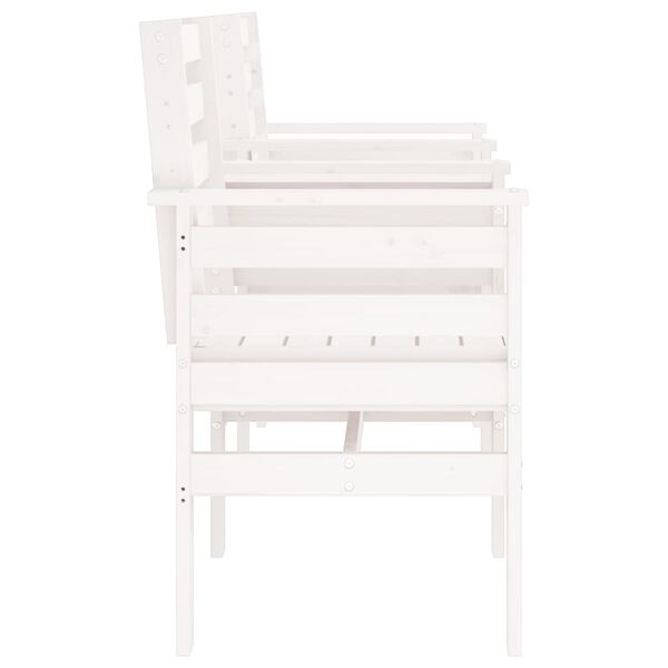 vidaXL 2-personers havebænk med bord massivt fyrretræ hvid