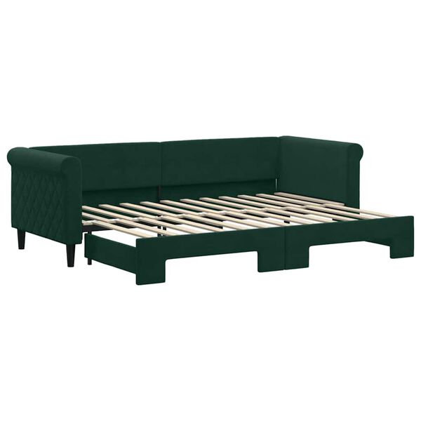 vidaXL daybed med udtr&aelig;k 80x200 cm velour m&oslash;rkegr&oslash;n