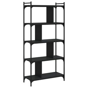 vidaXL bogreol med 5 hylder 76x32x158 cm konstrueret tr&aelig; sort