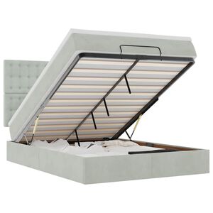 vidaXL osmannisk sengeramme med madrasser 140x190 cm fl&oslash;jl lysegr&aring;