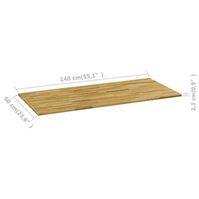 vidaXL bordplade i massivt egetræ rektangulært 23 mm 140 x 60 cm