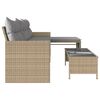 vidaXL havesofa med bord og hynder L-formet polyrattan beige