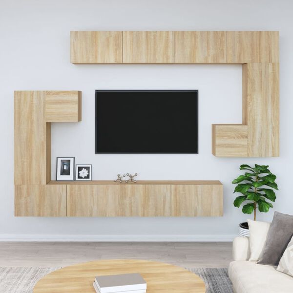 vidaXL v&aelig;gh&aelig;ngt tv-bord 37x37x72 cm konstrueret tr&aelig; sonoma-eg