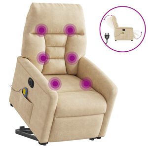 vidaXL massagestol med l&oslash;ftefunktion mikrofiberstof cremefarvet