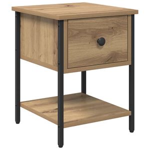 vidaXL Sengebord Artisan Egetr&aelig; 34 x 35,5 x 45 cm Konstrueret tr&aelig;