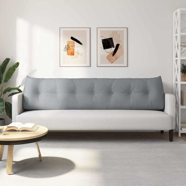 vidaXL Rygpude Lysegr&aring; 200 x 24 x 50 cm Stof